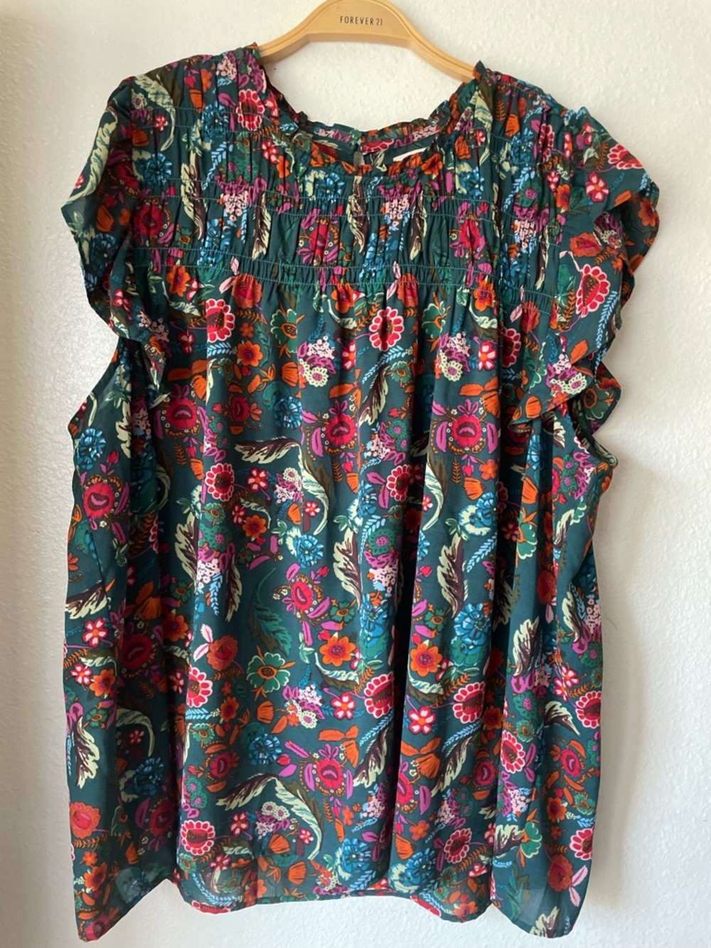 Melloday Women's Flowy Floral Cap Sleeve Ruffle Blouse